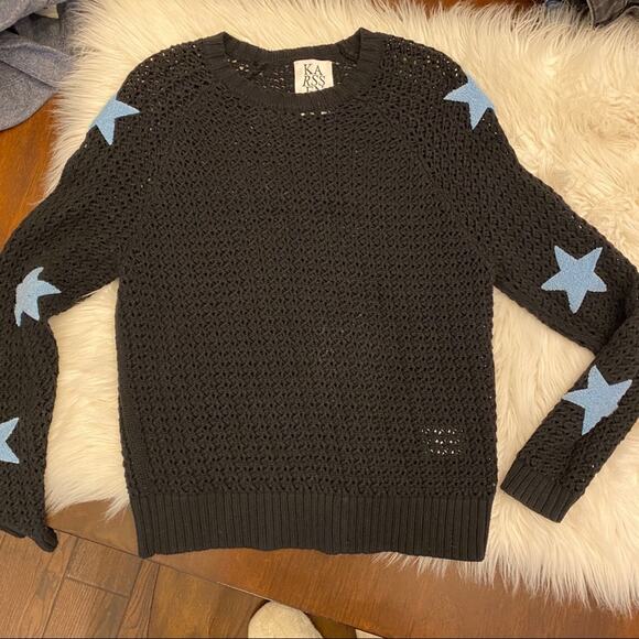 Zoe Karssen blue star patch black knit sweater small - Picture 5 of 10